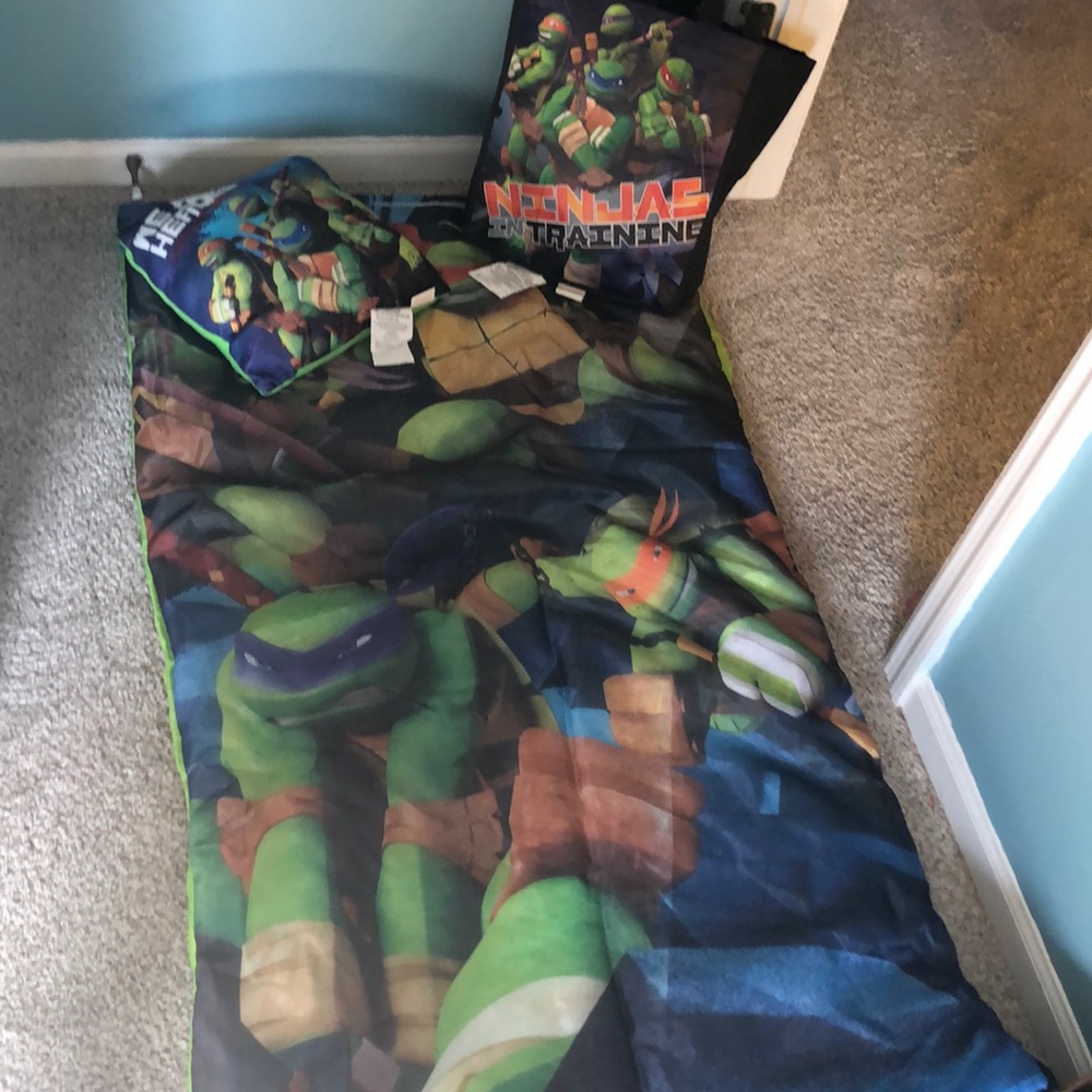 Ninja Turtle Sleeping Bag, Pillow and Tot bag